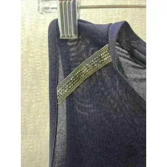 APT.9 X-LARGE NAVY TUNIC TOP RAYON DECORATION FOR WOMAN - Picture 3 of 11